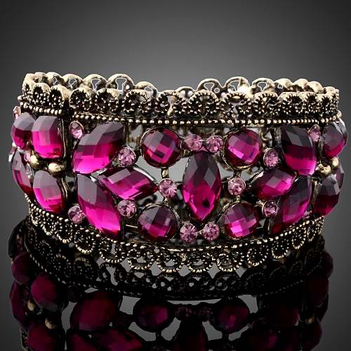 VINTAGE STYLE PURPLE SWAROVSKI CRYSTAL BANGLE